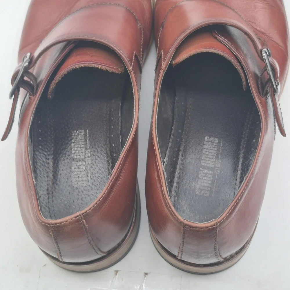 Stacy Adams Shoes Mens Size 10.5 Brown Monk Strap Cap Toe Oxford Dress 25102-221